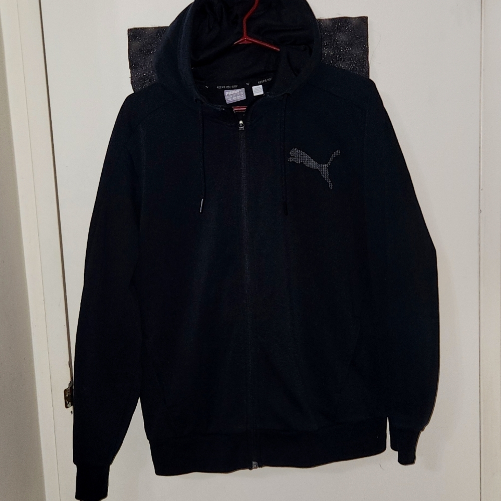 Puma Deep Black Big Logo Full Zip Hoodie Sweater